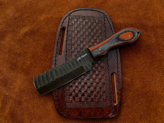 |NB KNIVES| CUSTOM HANDMADE COWBOY BULL CUTTER KNIFE WITH LEATHER SHEATH