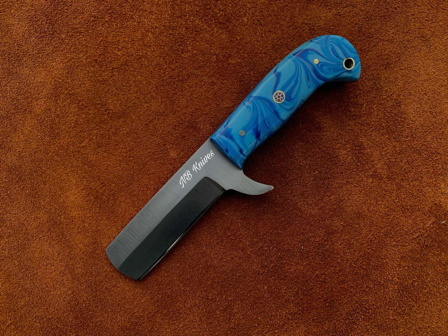 |NB KNIVES| CUSTOM HANDMADE COWBOY BULL CUTTER KNIFE WITH LEATHER SHEATH
