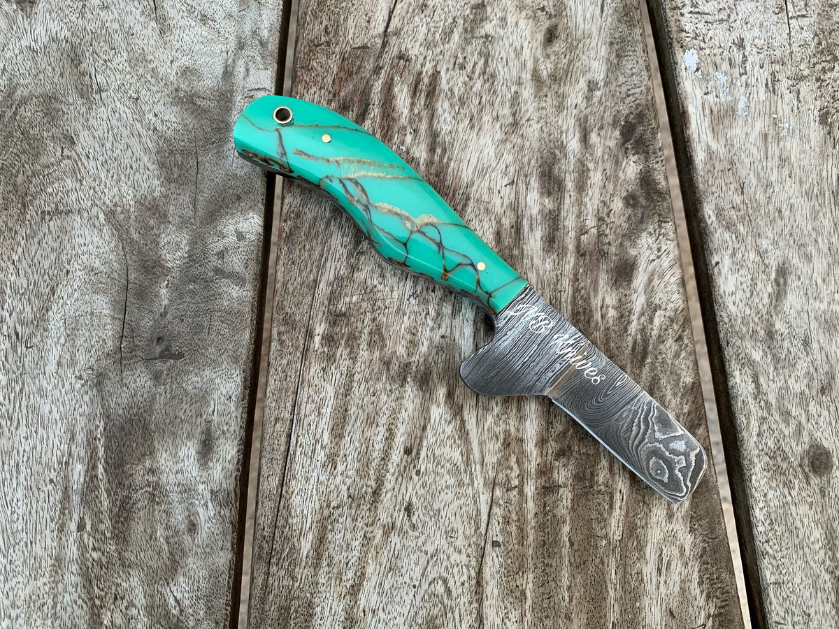 |NB KNIVES| CUSTOM HANDMADE DAMASCUS COWBOY BULL CUTTER KNIFE WITH LEATHER SHEATH
