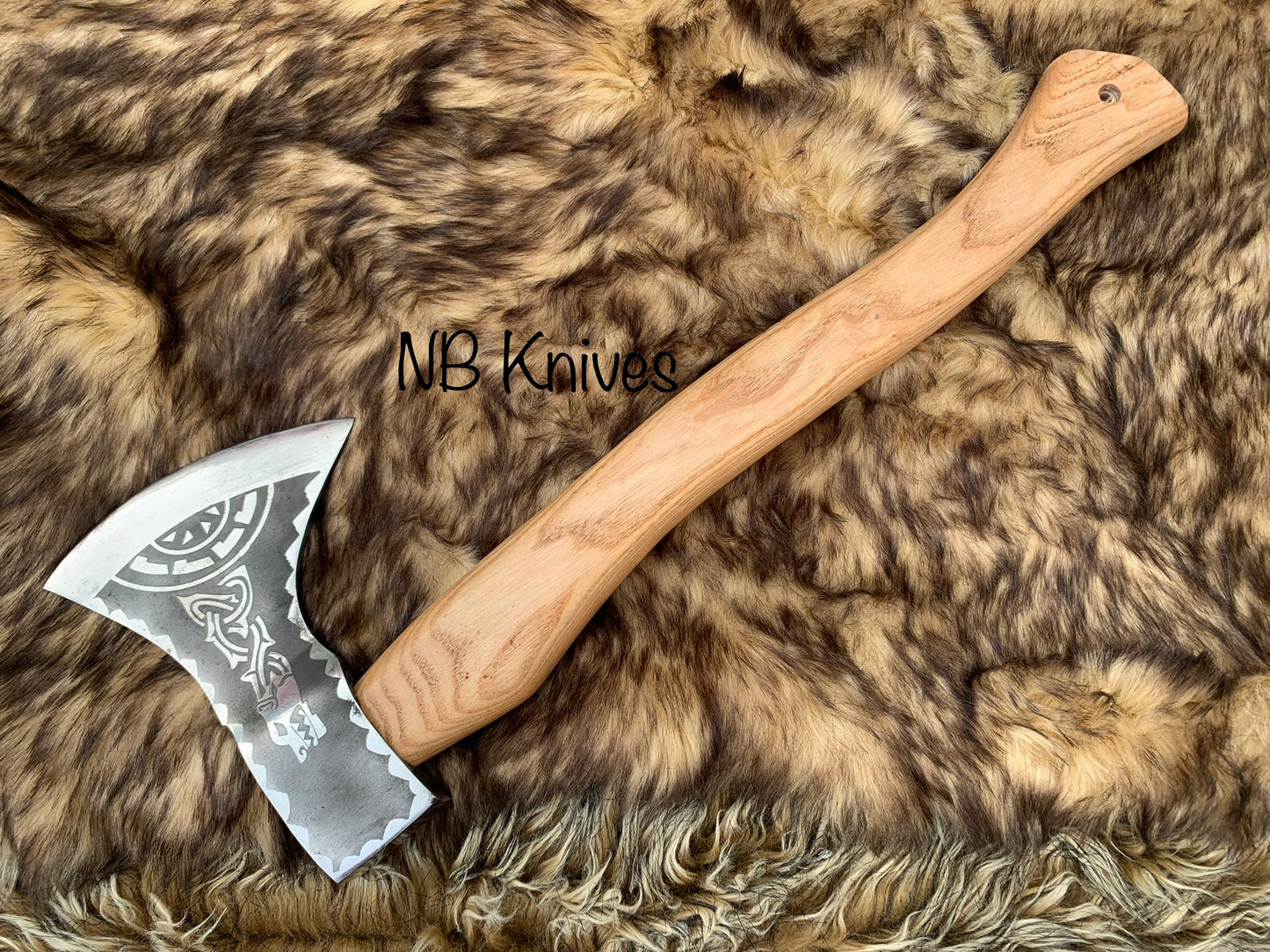 |NB KNIVES| Custom Gift Forged Carbon Steel Viking Axe with Rose Wood Shaft, Viking Bearded Camping Axe, Best Birthday&Anniversary Gift For Him,