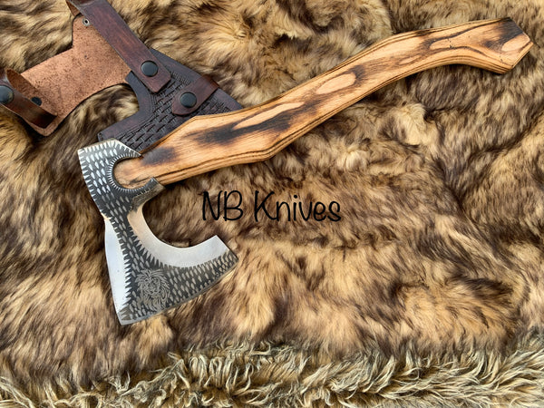|NB KNIVES| Custom Handmade Viking axe, battle Axe, Engraved Axe, personalized Axe, best gift for him, custom Axe,