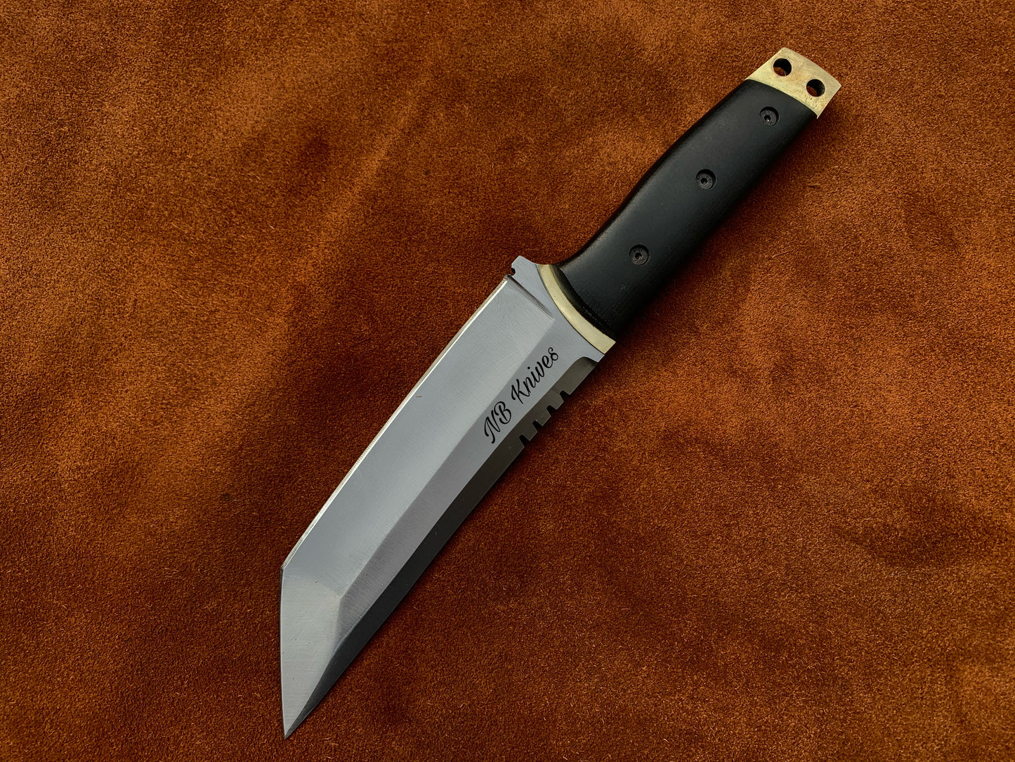 |NB KNIVES| CUSTOM HANDMADE D2 STEEL TANTO BLADE KNIFE HANDLE MICARTA WITH LEATHER SHEATH