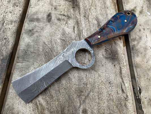 |NB KNIVES| CUSTOM HANDMADE COWBOY BULL CUTTER KNIFE WITH LEATHER SHEATH