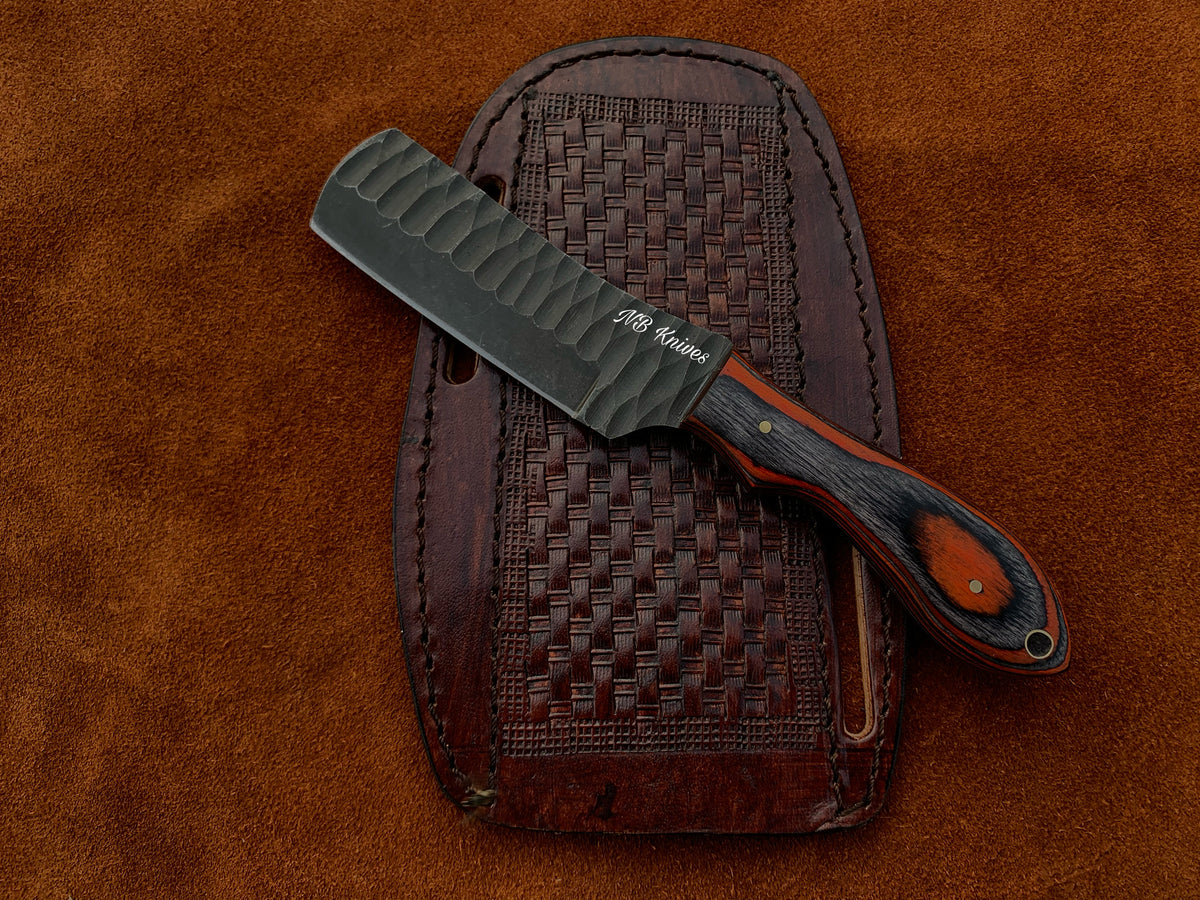 |NB KNIVES| CUSTOM HANDMADE COWBOY BULL CUTTER KNIFE WITH LEATHER SHEATH