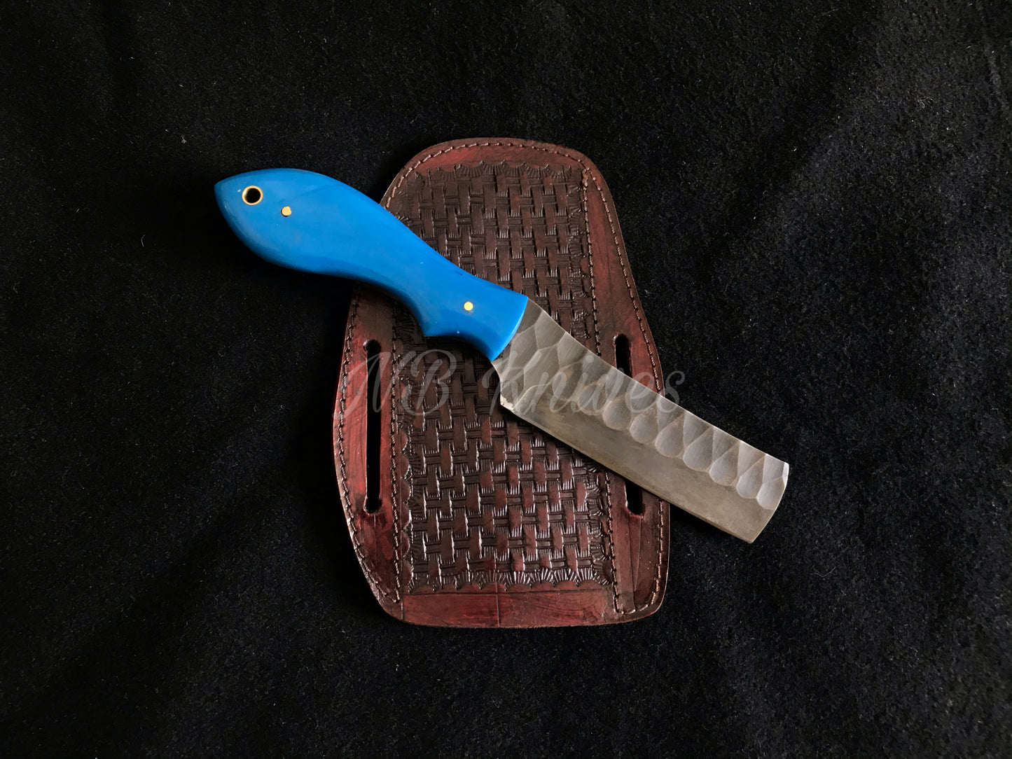 |NB KNIVES| CUSTOM HANDMADE COWBOY BULL CUTTER KNIFE WITH LEATHER SHEATH