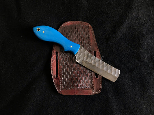|NB KNIVES| CUSTOM HANDMADE COWBOY BULL CUTTER KNIFE WITH LEATHER SHEATH