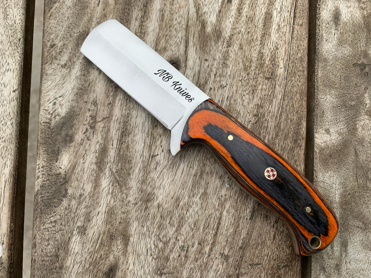 |NB KNIVES| CUSTOM HANDMADE DAMASCUS COWBOY BULL CUTTER KNIFE WITH LEATHER SHEATH