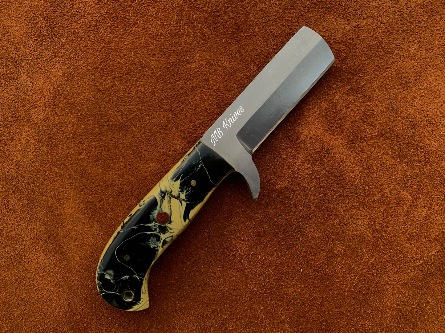 |NB KNIVES| CUSTOM HANDMADE COWBOY BULL CUTTER KNIFE WITH LEATHER SHEATH