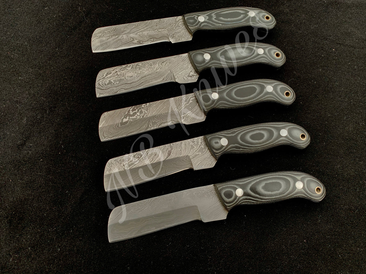 |NB KNIVES| CUSTOM HANDMADE LOT OF 5 COW BOY BULL CUTTER KNIVES WITH LEATHER SHEATH