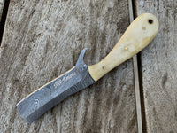|NB KNIVES| CUSTOM HANDMADE DAMASCUS COWBOY BULL CUTTER KNIFE WITH LEATHER SHEATH