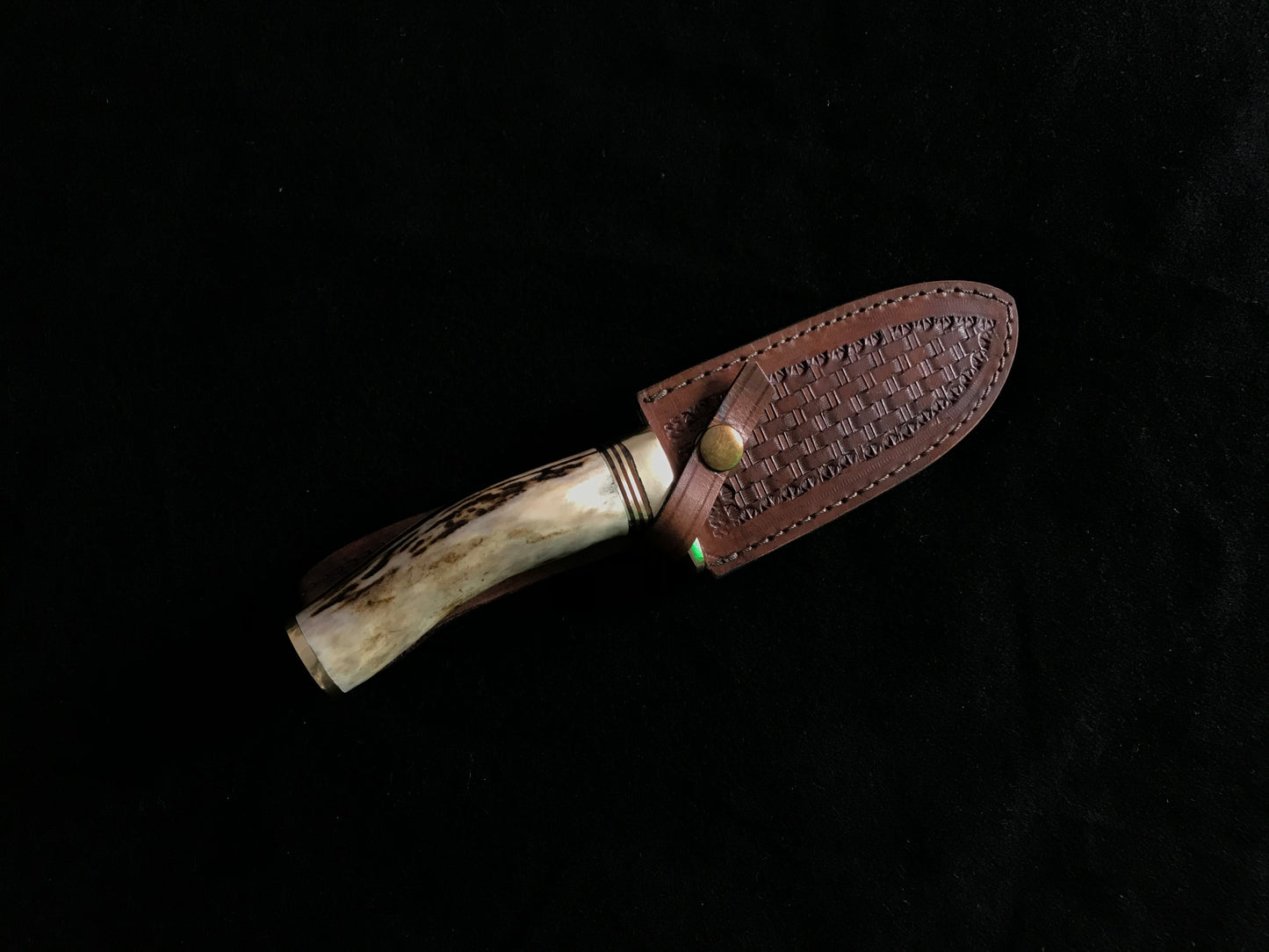 |NB KNIVES| CUSTOM HANDMADE DAMASCUS STAG HORN GUTHOOK KNIFE WITH LEATHER SHEATH