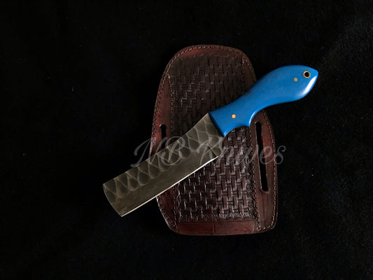 |NB KNIVES| CUSTOM HANDMADE COWBOY BULL CUTTER KNIFE WITH LEATHER SHEATH