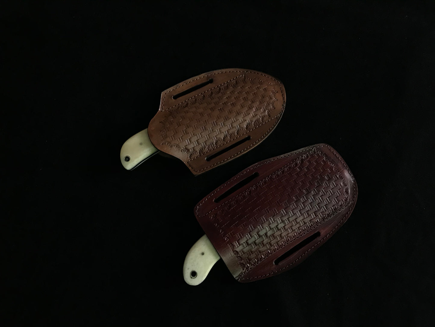 |NB KNIVES| CUSTOM HANDMADE LOT OF 2 COW BOY BULL CUTTER KNIVES WITH LEATHER SHEATH