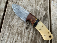 |NB KNIVES| CUSTOM HANDMADE DAMASCUS SKINNER KNIFE HANDLE ROSEWOOD & CAMEL BONE