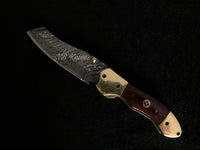|NB KNIVES| CUSTOM HAND MADE DAMASCUS POCKET KNIFE WITH LEATHER SHEATH