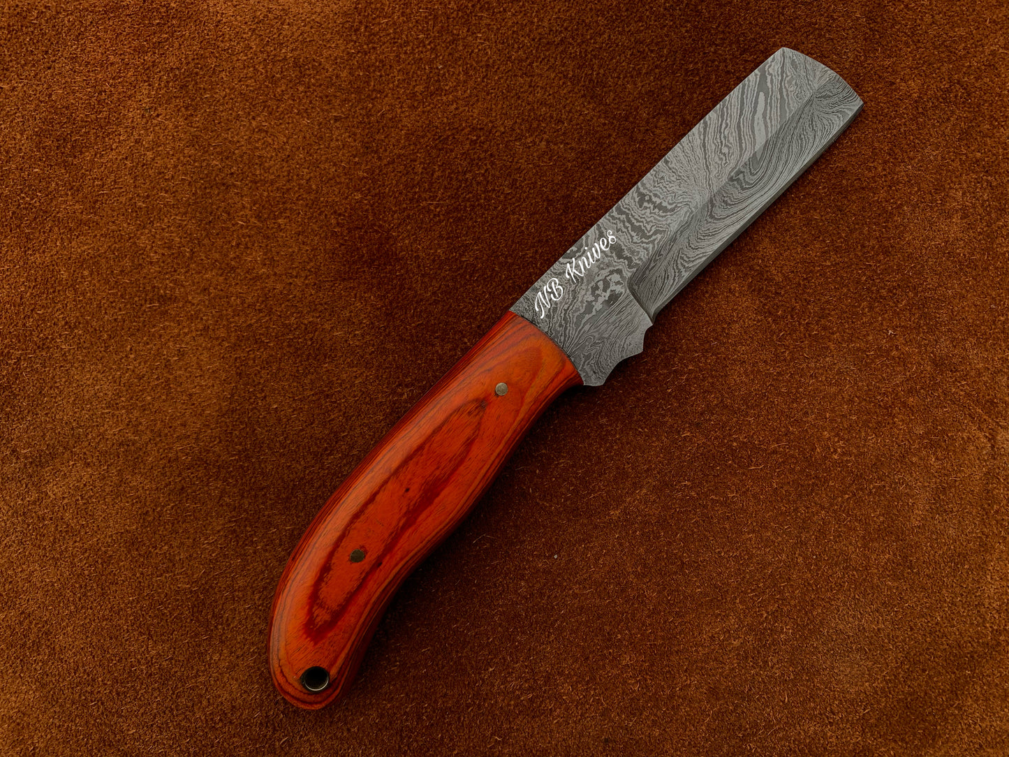 |NB KNIVES| CUSTOM HANDMADE DAMASCUS COWBOY BULL CUTTER KNIFE WITH LEATHER SHEATH