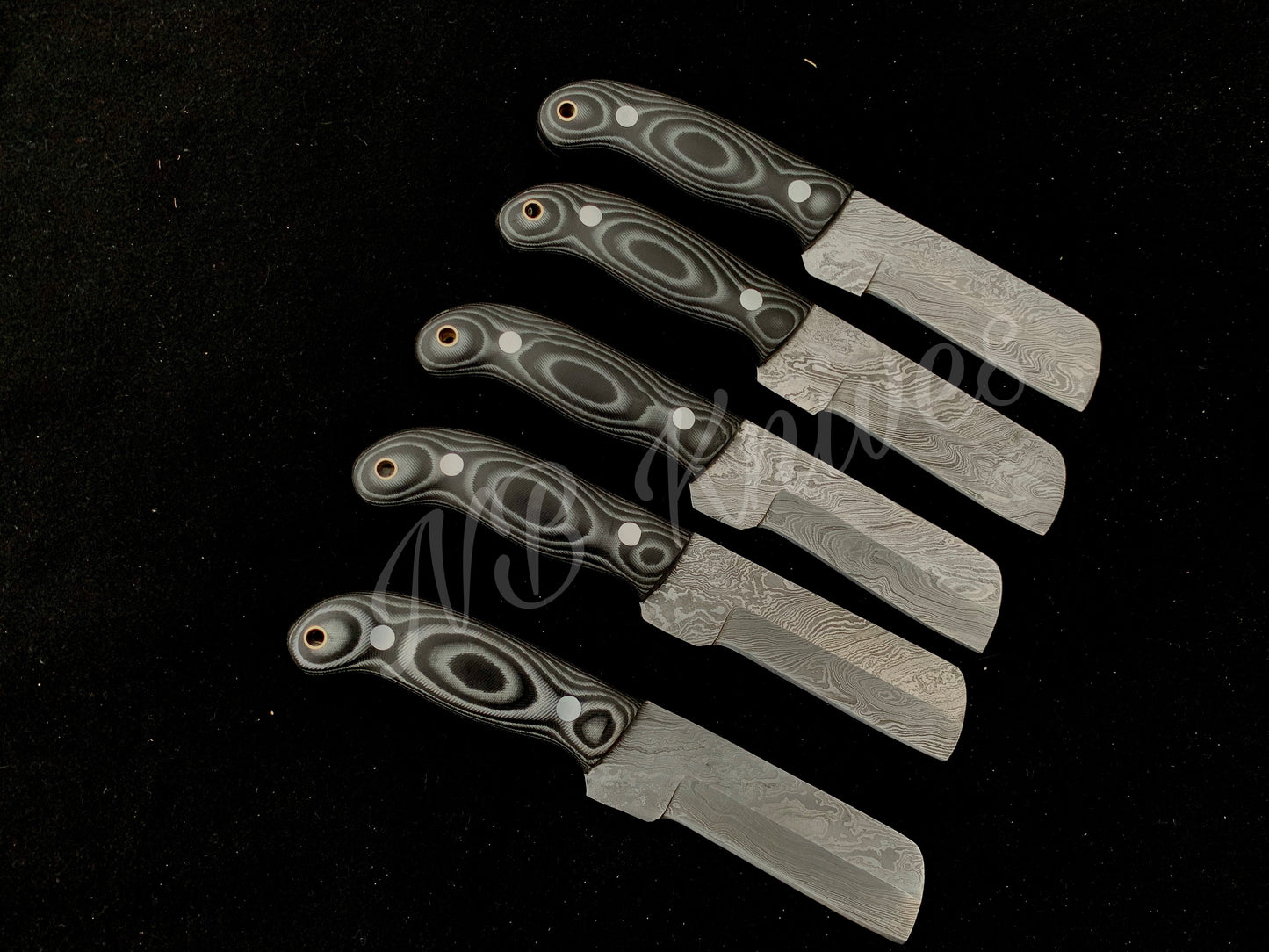 |NB KNIVES| CUSTOM HANDMADE LOT OF 5 COW BOY BULL CUTTER KNIVES WITH LEATHER SHEATH