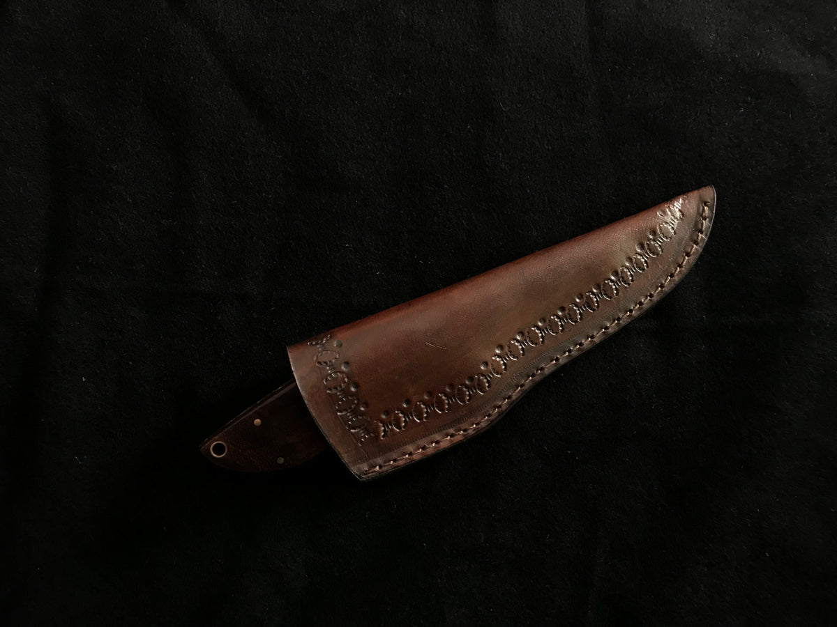 Twisted Damascus Skinner Knife with Rosewood & Hardwood Bolster