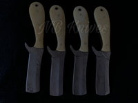 |NB KNIVES| CUSTOM HANDMADE LOT OF 4 COW BOY BULL CUTTER KNIVES WITH LEATHER SHEATH