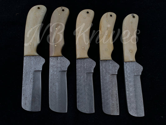 |NB KNIVES| CUSTOM HANDMADE LOT OF 5 COW BOY BULL CUTTER KNIVES WITH LEATHER SHEATH