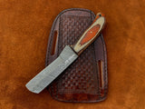 |NB KNIVES| CUSTOM HANDMADE DAMASCUS COWBOY BULL CUTTER KNIFE WITH LEATHER SHEATH