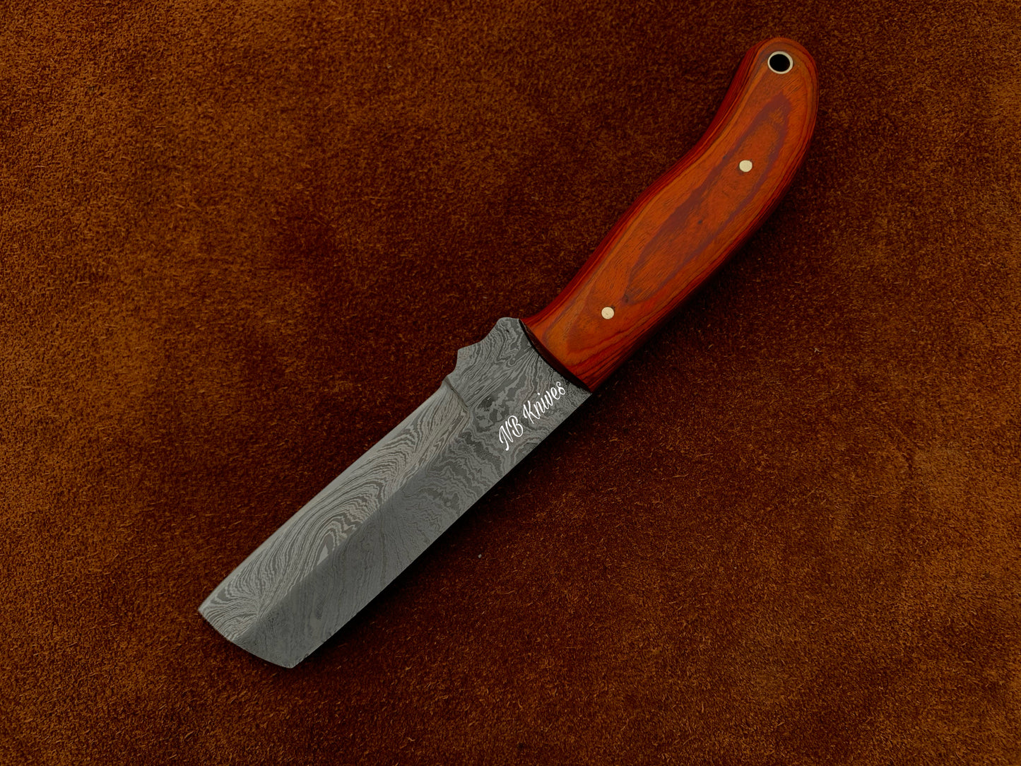 |NB KNIVES| CUSTOM HANDMADE DAMASCUS COWBOY BULL CUTTER KNIFE WITH LEATHER SHEATH