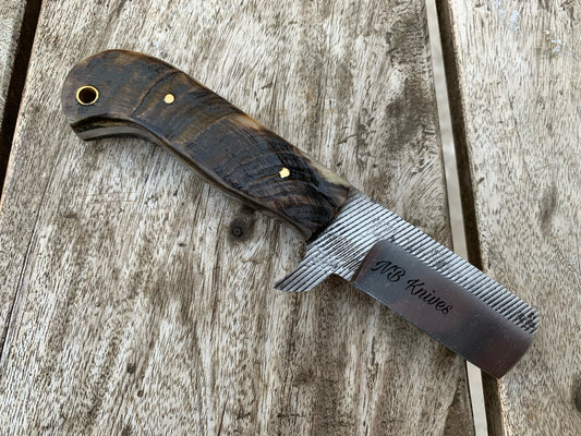 |NB KNIVES| CUSTOM HANDMADE COWBOY BULL CUTTER KNIFE WITH LEATHER SHEATH