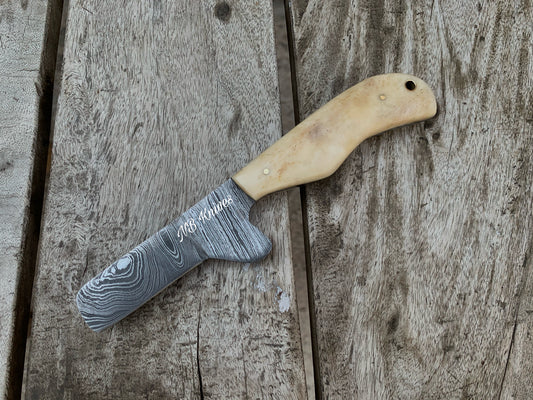 |NB KNIVES| CUSTOM HANDMADE DAMASCUS COWBOY BULL CUTTER KNIFE WITH LEATHER SHEATH