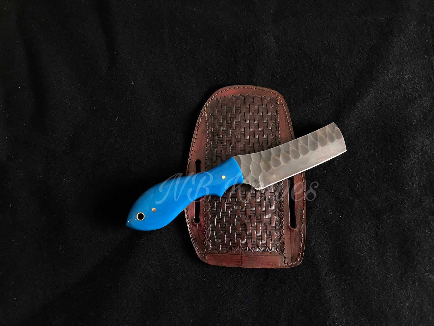 |NB KNIVES| CUSTOM HANDMADE COWBOY BULL CUTTER KNIFE WITH LEATHER SHEATH
