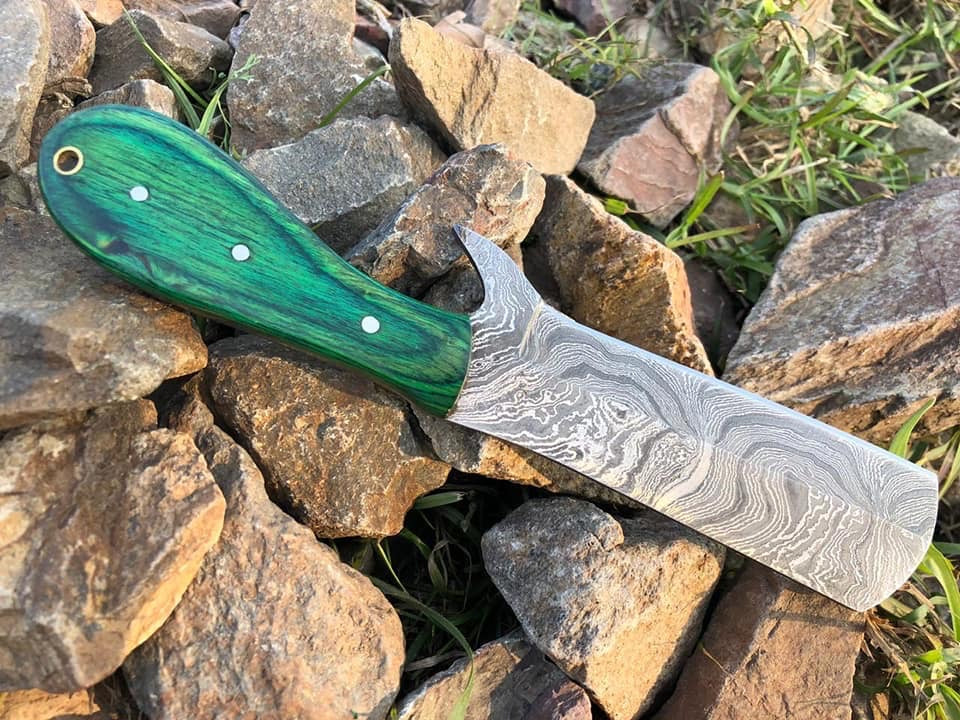 |NB KNIVES| CUSTOM HANDMADE COWBOY BULL CUTTER KNIFE WITH LEATHER SHEATH