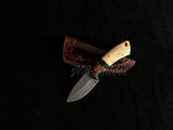 |NB KNIVES| Custom Handmade Damascus Hunting Knife Handle Rose wood and Camel Bone