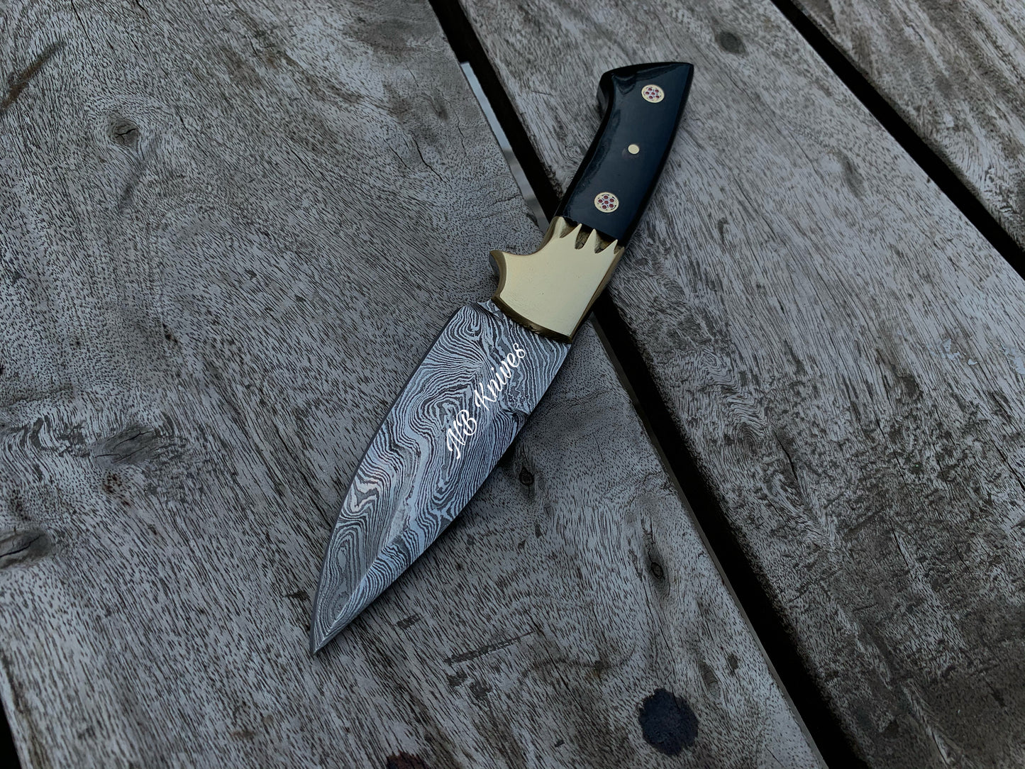 |NB KNIVES| Custom Handmade Damascus Skinner Knife Handle Buffalo Horn