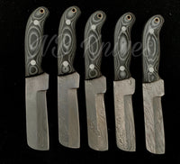 |NB KNIVES| CUSTOM HANDMADE LOT OF 5 COW BOY BULL CUTTER KNIVES WITH LEATHER SHEATH