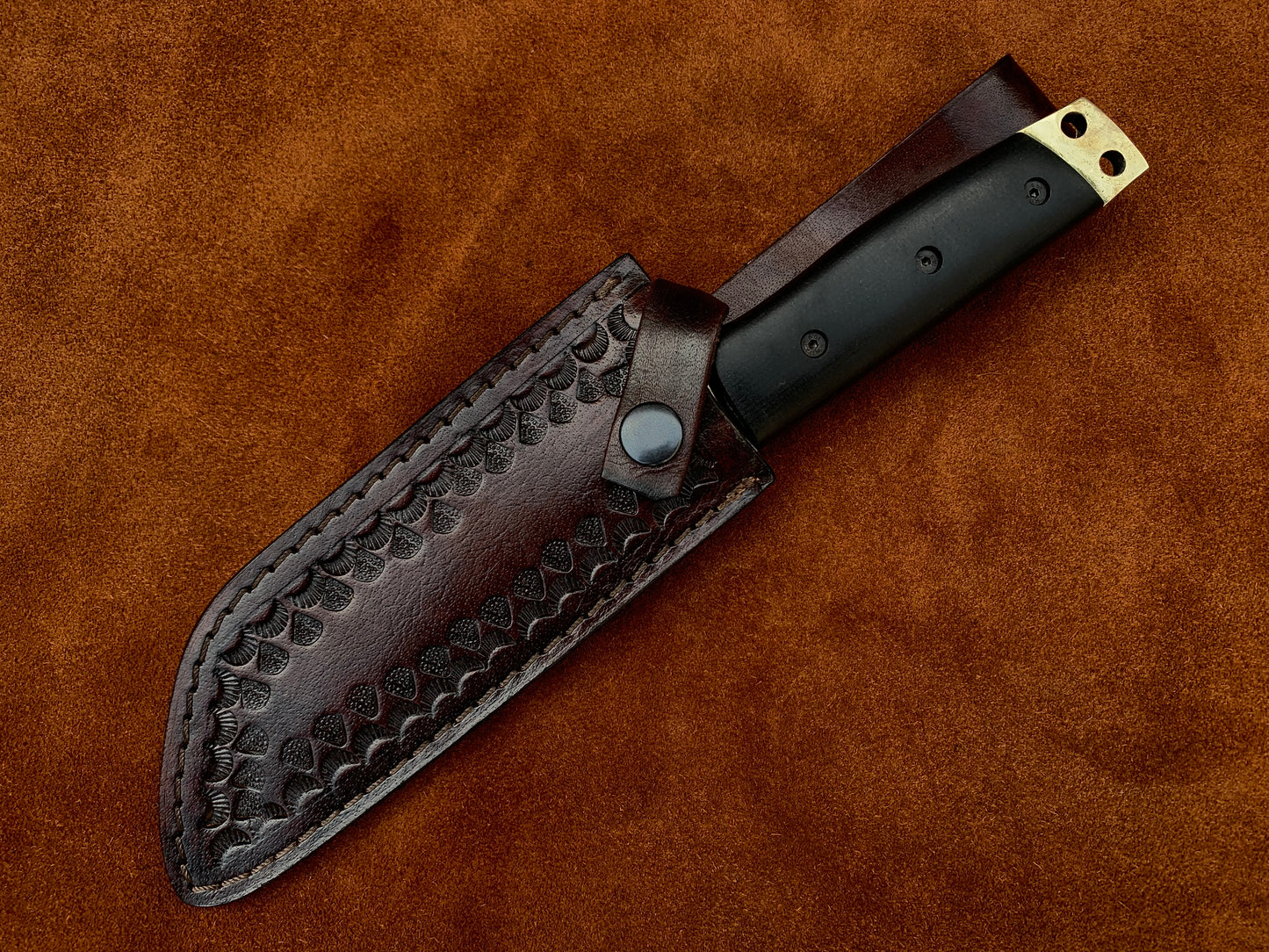 |NB KNIVES| CUSTOM HANDMADE D2 STEEL TANTO BLADE KNIFE HANDLE MICARTA WITH LEATHER SHEATH