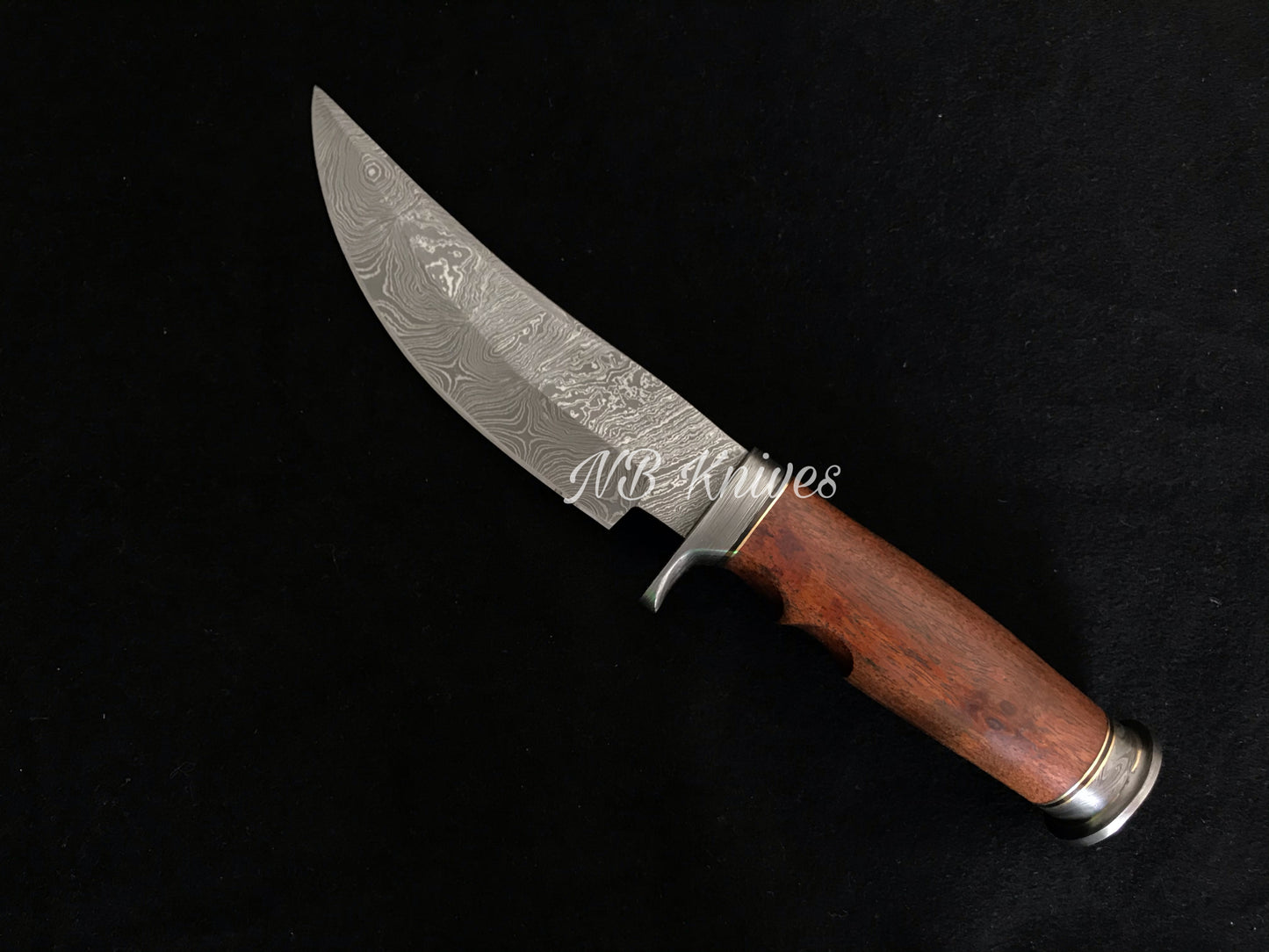 |NB KNIVES| CUSTOM HANDMADE DAMASCUS HUNTING KNIFE WITH LEATHER SHEATH