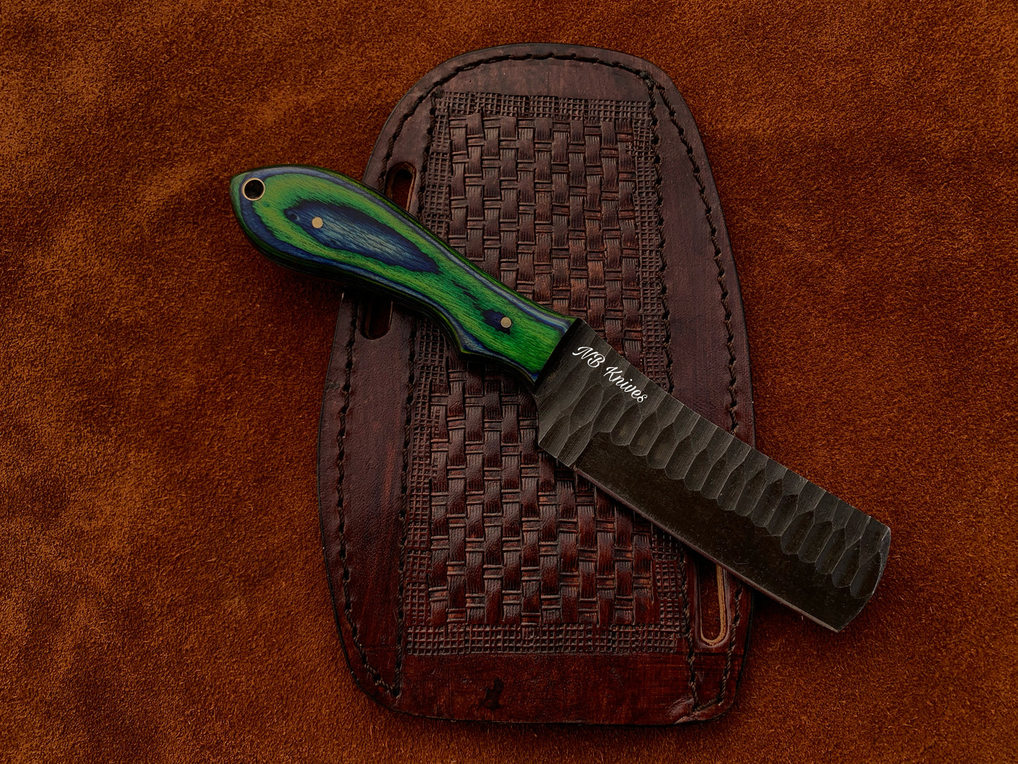 |NB KNIVES| CUSTOM HANDMADE COWBOY BULL CUTTER KNIFE WITH LEATHER SHEATH