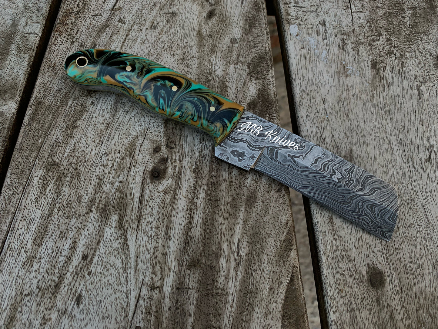 |NB KNIVES| CUSTOM HANDMADE DAMASCUS COWBOY BULL CUTTER KNIFE WITH LEATHER SHEATH