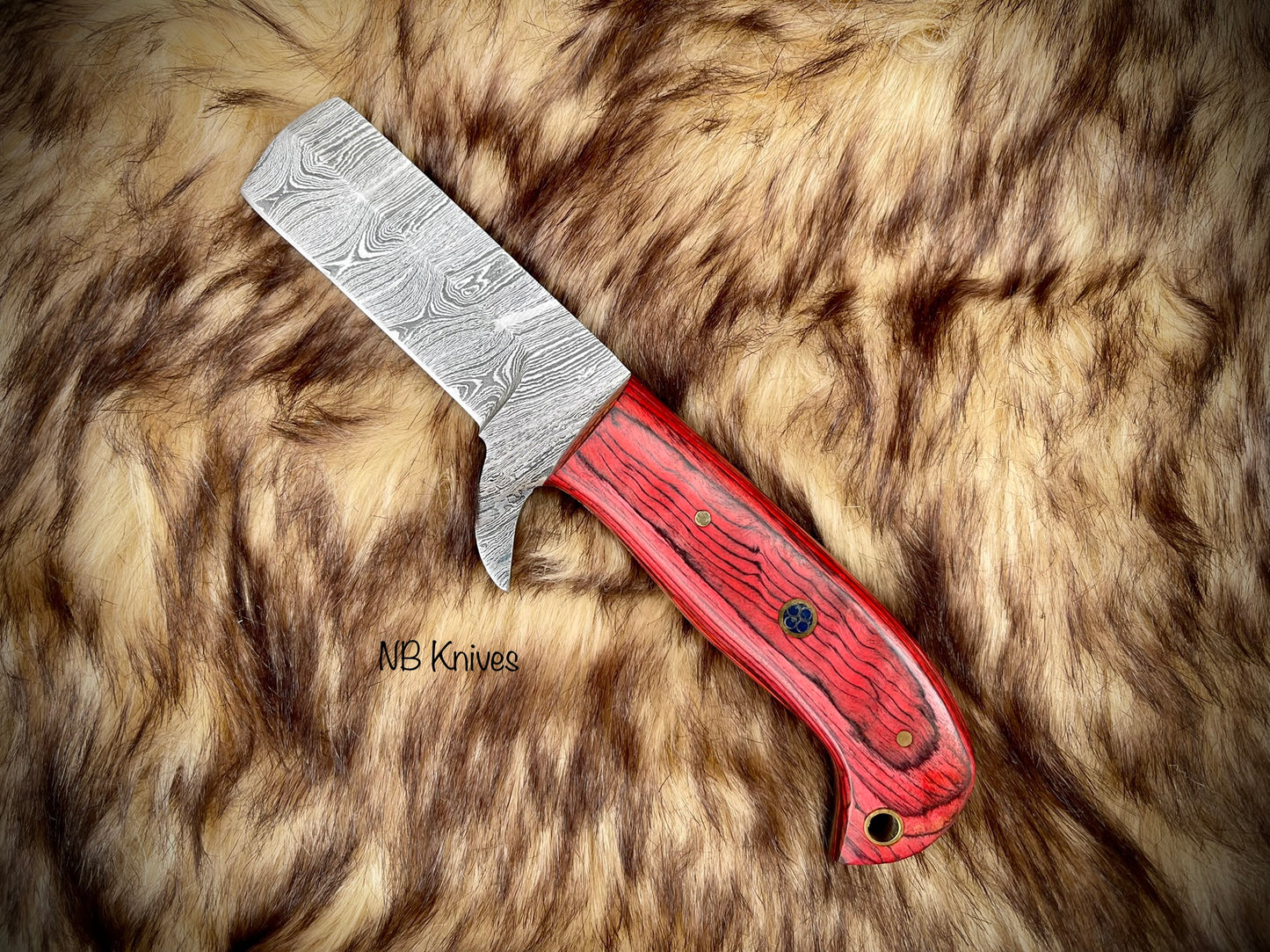 |NB KNIVES| CUSTOM HANDMADE DAMASCUS COWBOY BULL CUTTER KNIFE WITH LEATHER SHEATH