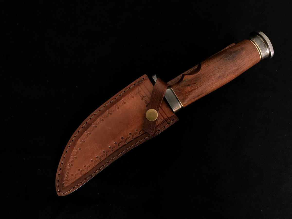 |NB KNIVES| CUSTOM HANDMADE DAMASCUS HUNTING KNIFE WITH LEATHER SHEATH