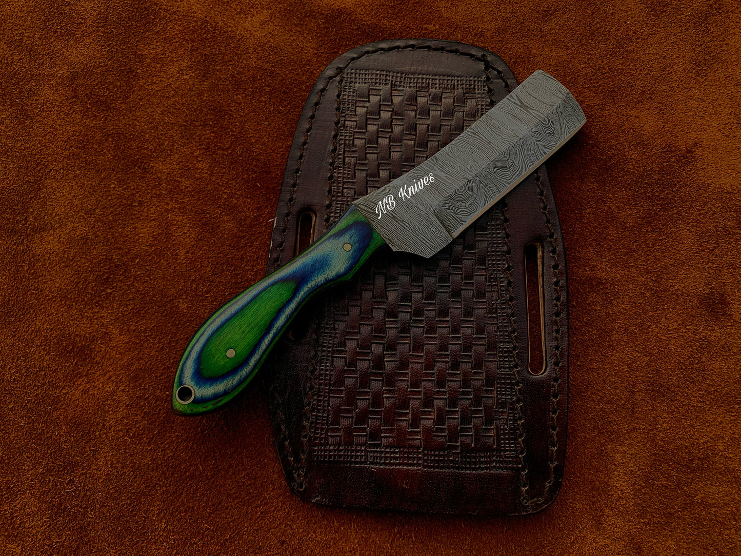 |NB KNIVES| CUSTOM HANDMADE COWBOY BULL CUTTER KNIFE WITH LEATHER SHEATH