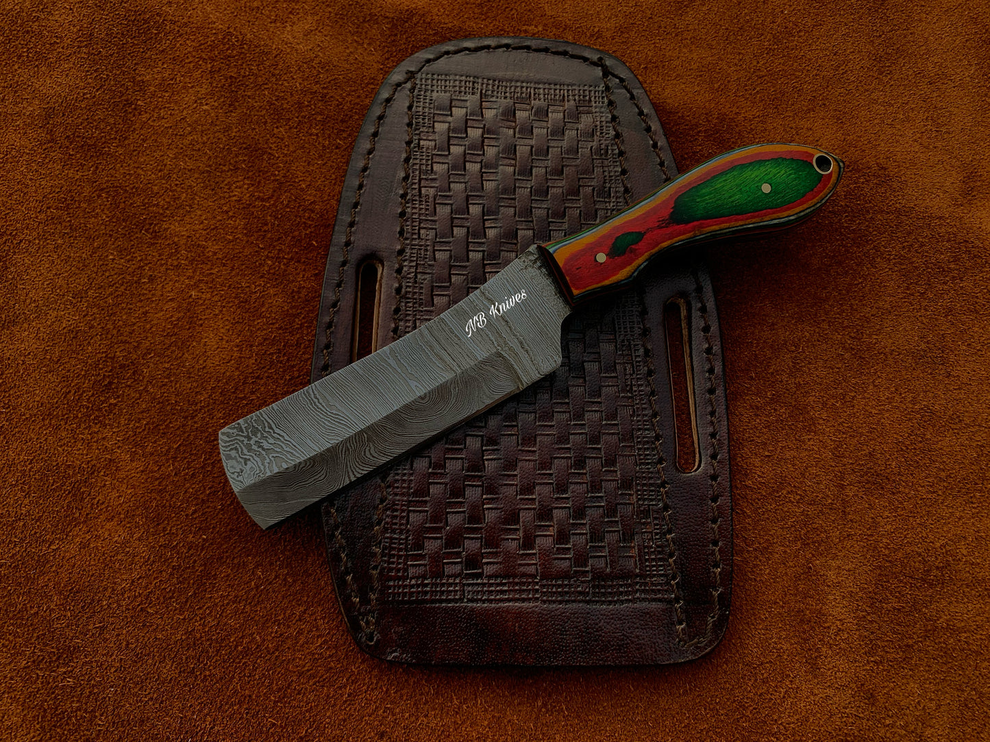 |NB KNIVES| CUSTOM HANDMADE COWBOY BULL CUTTER KNIFE WITH LEATHER SHEATH