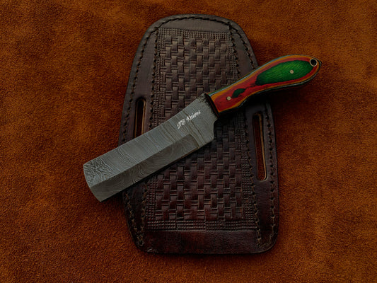 |NB KNIVES| CUSTOM HANDMADE COWBOY BULL CUTTER KNIFE WITH LEATHER SHEATH