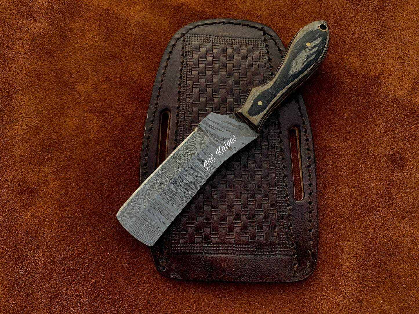 |NB KNIVES| CUSTOM HANDMADE COWBOY BULL CUTTER KNIFE WITH LEATHER SHEATH