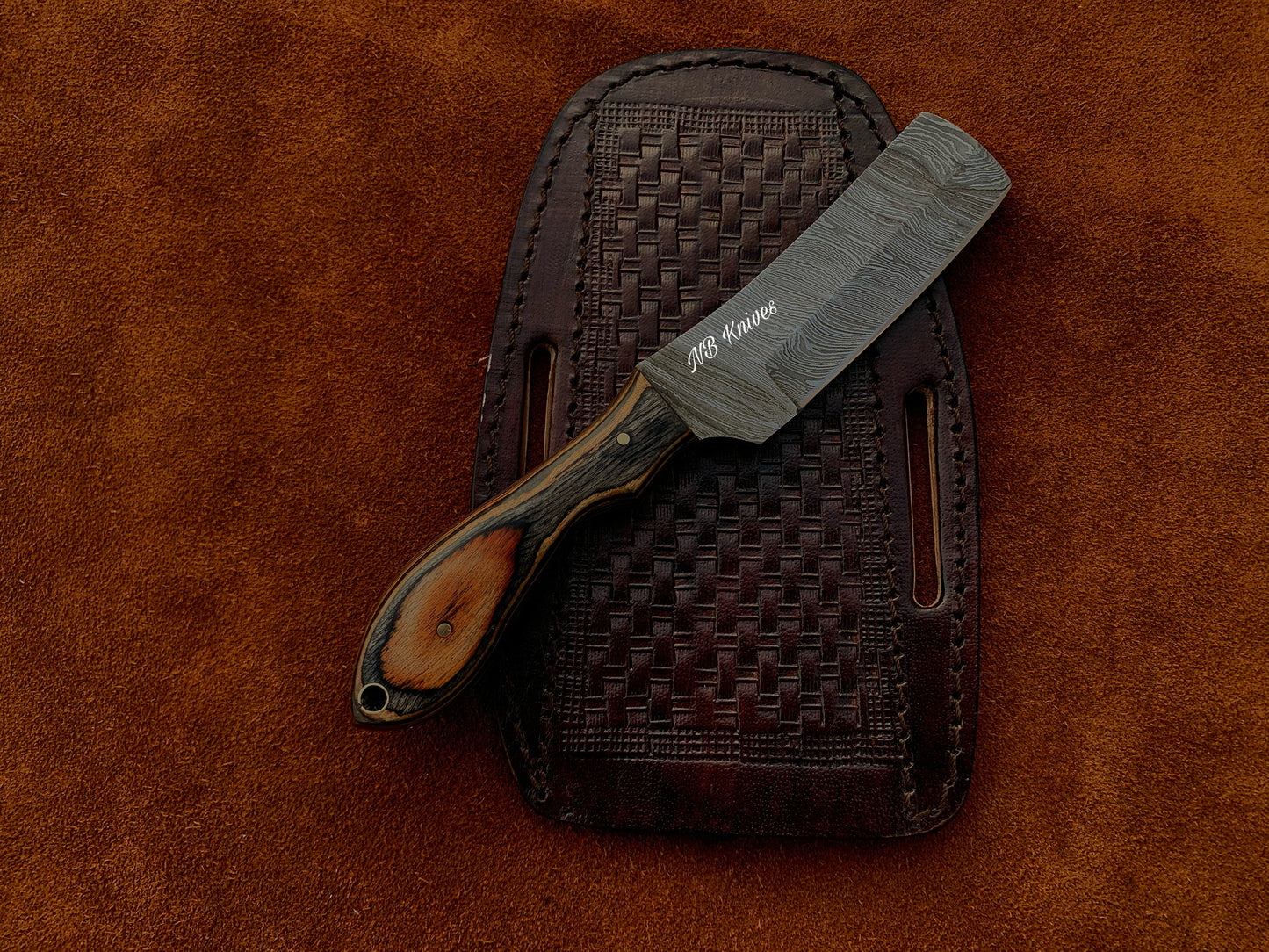 |NB KNIVES| CUSTOM HANDMADE COWBOY BULL CUTTER KNIFE WITH LEATHER SHEATH