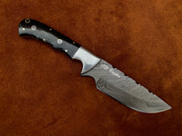 |NB KNIVES| CUSTOM HANDMADE DAMASCUS STEEL SKINNER KNIFE HANDLE BLACK HORN