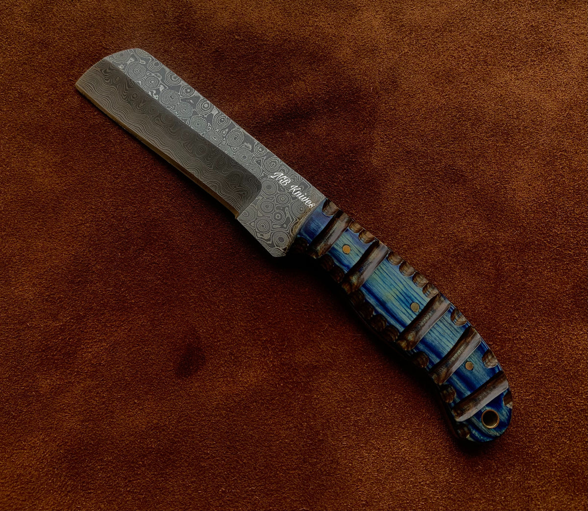 |NB KNIVES| CUSTOM HANDMADE DAMASCUS COWBOY BULL CUTTER KNIFE WITH LEATHER SHEATH