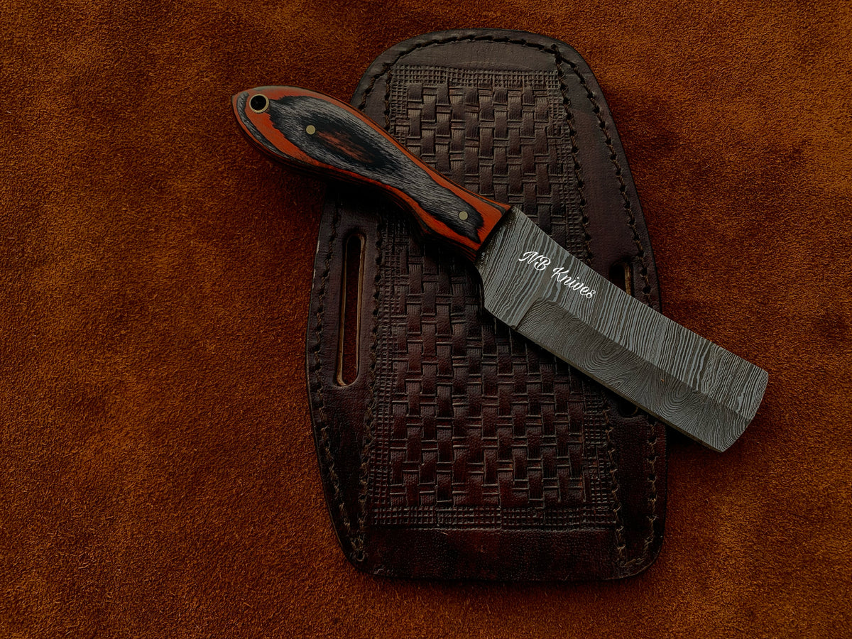 |NB KNIVES| CUSTOM HANDMADE COWBOY BULL CUTTER KNIFE WITH LEATHER SHEATH