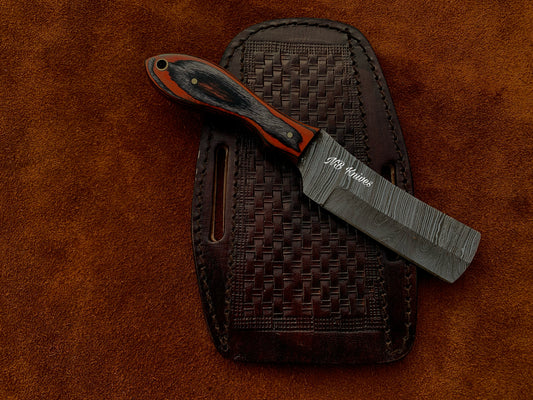 |NB KNIVES| CUSTOM HANDMADE COWBOY BULL CUTTER KNIFE WITH LEATHER SHEATH