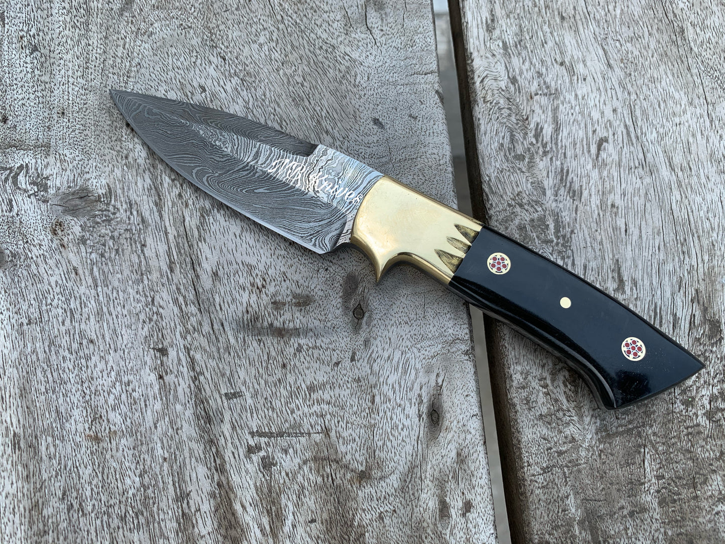 |NB KNIVES| Custom Handmade Damascus Skinner Knife Handle Buffalo Horn