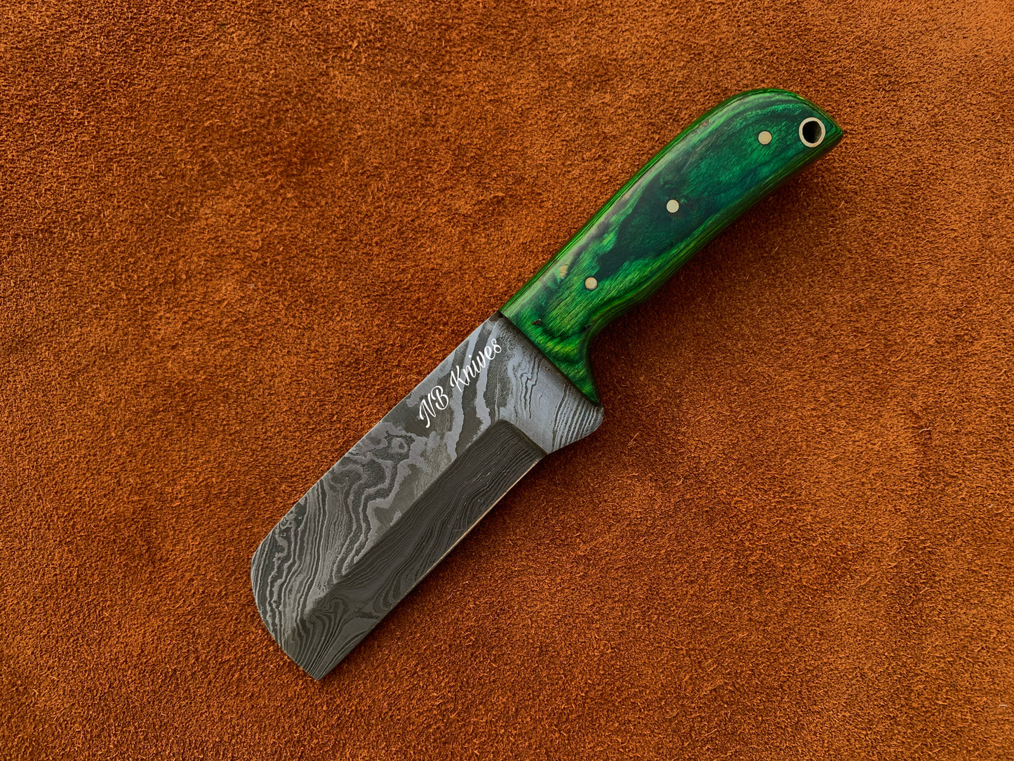|NB KNIVES| CUSTOM HANDMADE DAMASCUS COWBOY BULL CUTTER KNIFE WITH LEATHER SHEATH